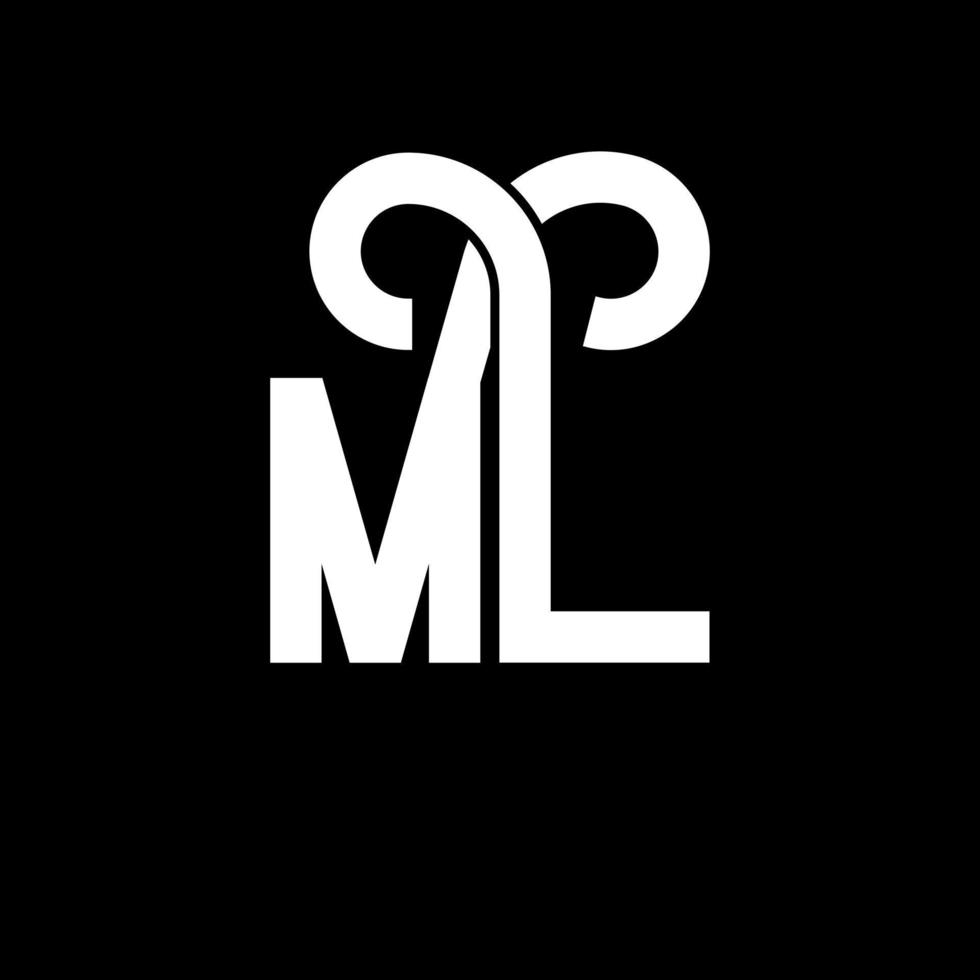 diseño de logotipo de letra ml. icono del logotipo de letras iniciales ml. plantilla de diseño de logotipo mínimo de letra abstracta ml. ml vector de diseño de letras con colores negros. logotipo de ml