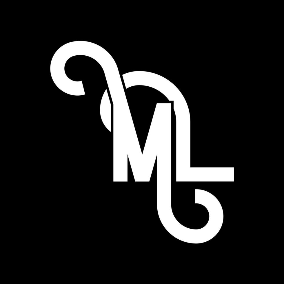 diseño de logotipo de letra ml. icono del logotipo de letras iniciales ml. plantilla de diseño de logotipo mínimo de letra abstracta ml. ml vector de diseño de letras con colores negros. logotipo de ml