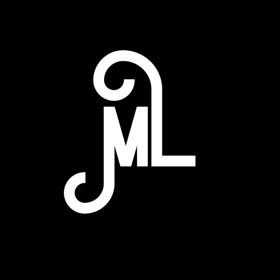 ML Letter Logo Design. Initial letters ML logo icon. Abstract letter ML minimal logo design template. M L letter design vector with black colors. ml logo