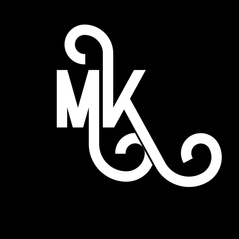 MK Letter Logo Design. Initial letters MK logo icon. Abstract letter MK minimal logo design template. M K letter design vector with black colors. mk logo