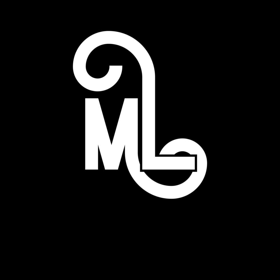 ML Letter Logo Design. Initial letters ML logo icon. Abstract letter ML minimal logo design template. M L letter design vector with black colors. ml logo