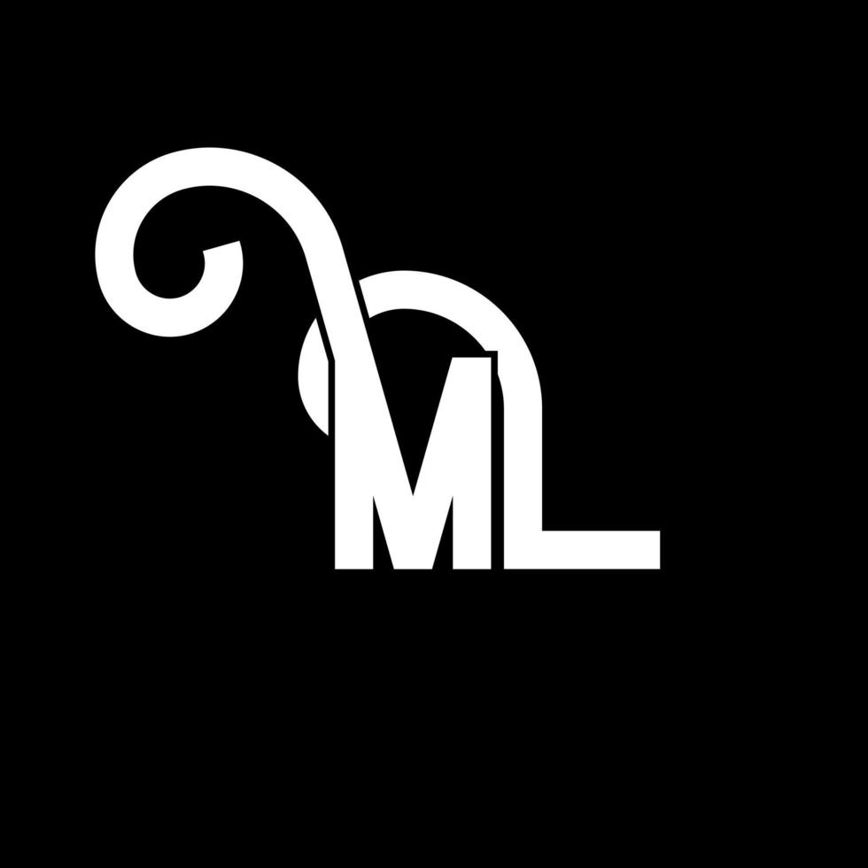 ML Letter Logo Design. Initial letters ML logo icon. Abstract letter ML minimal logo design template. M L letter design vector with black colors. ml logo