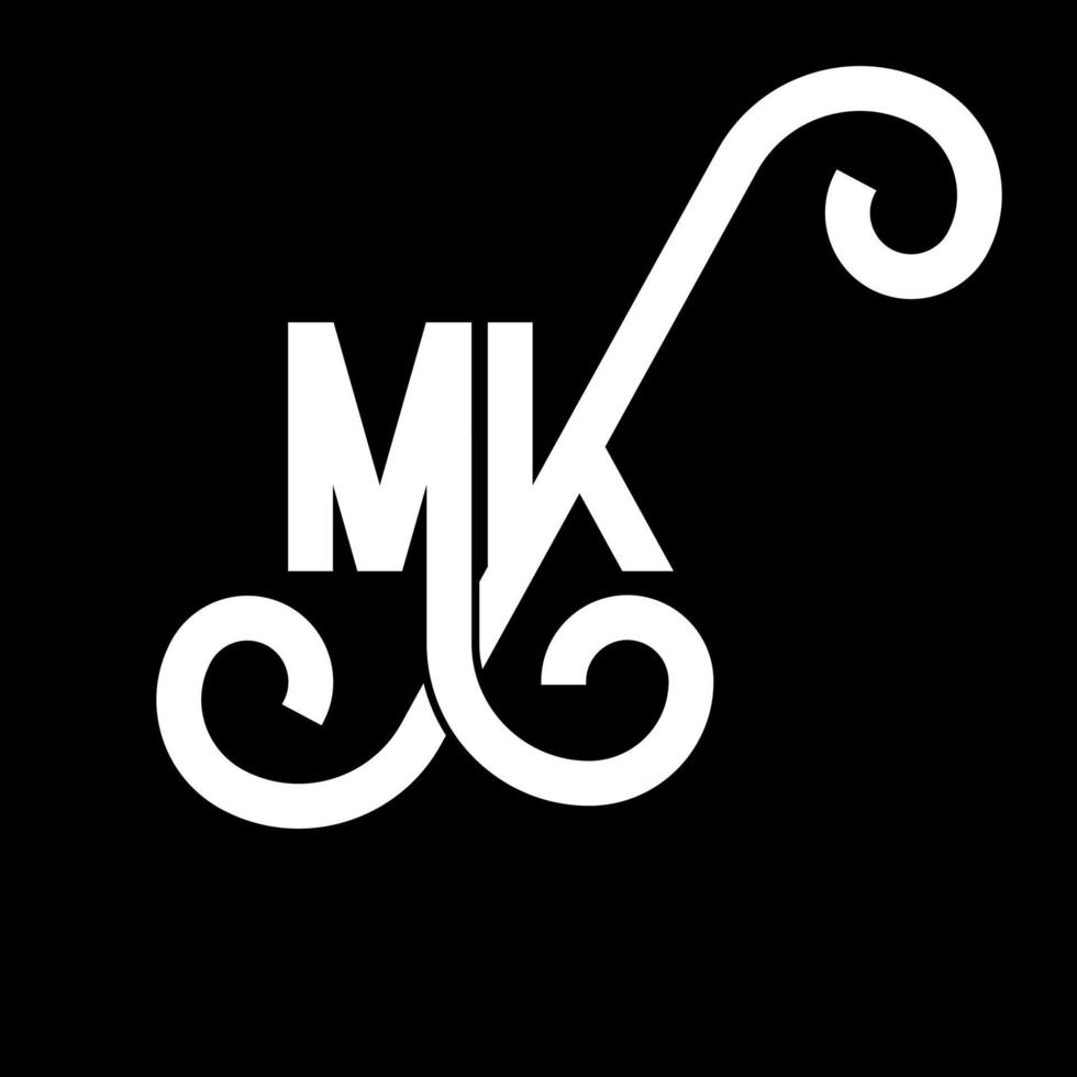 MK Letter Logo Design. Initial letters MK logo icon. Abstract letter MK minimal logo design template. M K letter design vector with black colors. mk logo