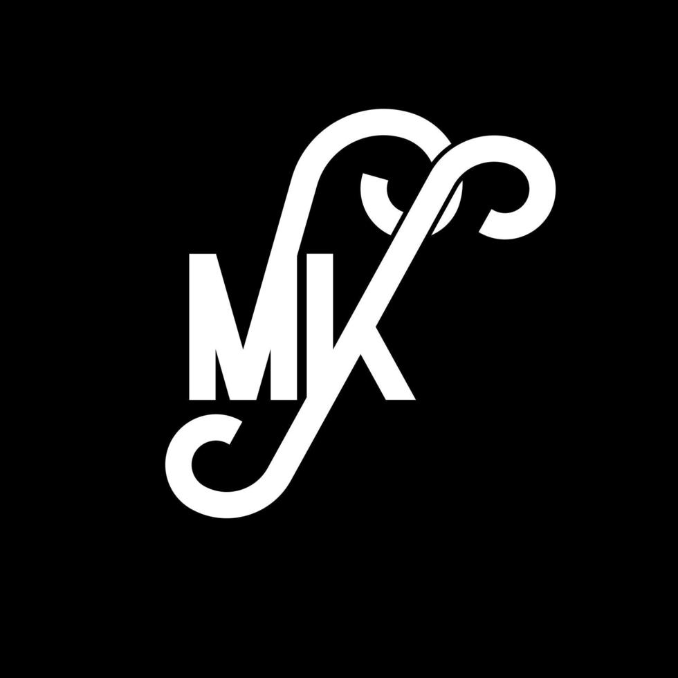 MK Letter Logo Design. Initial letters MK logo icon. Abstract letter MK minimal logo design template. M K letter design vector with black colors. mk logo