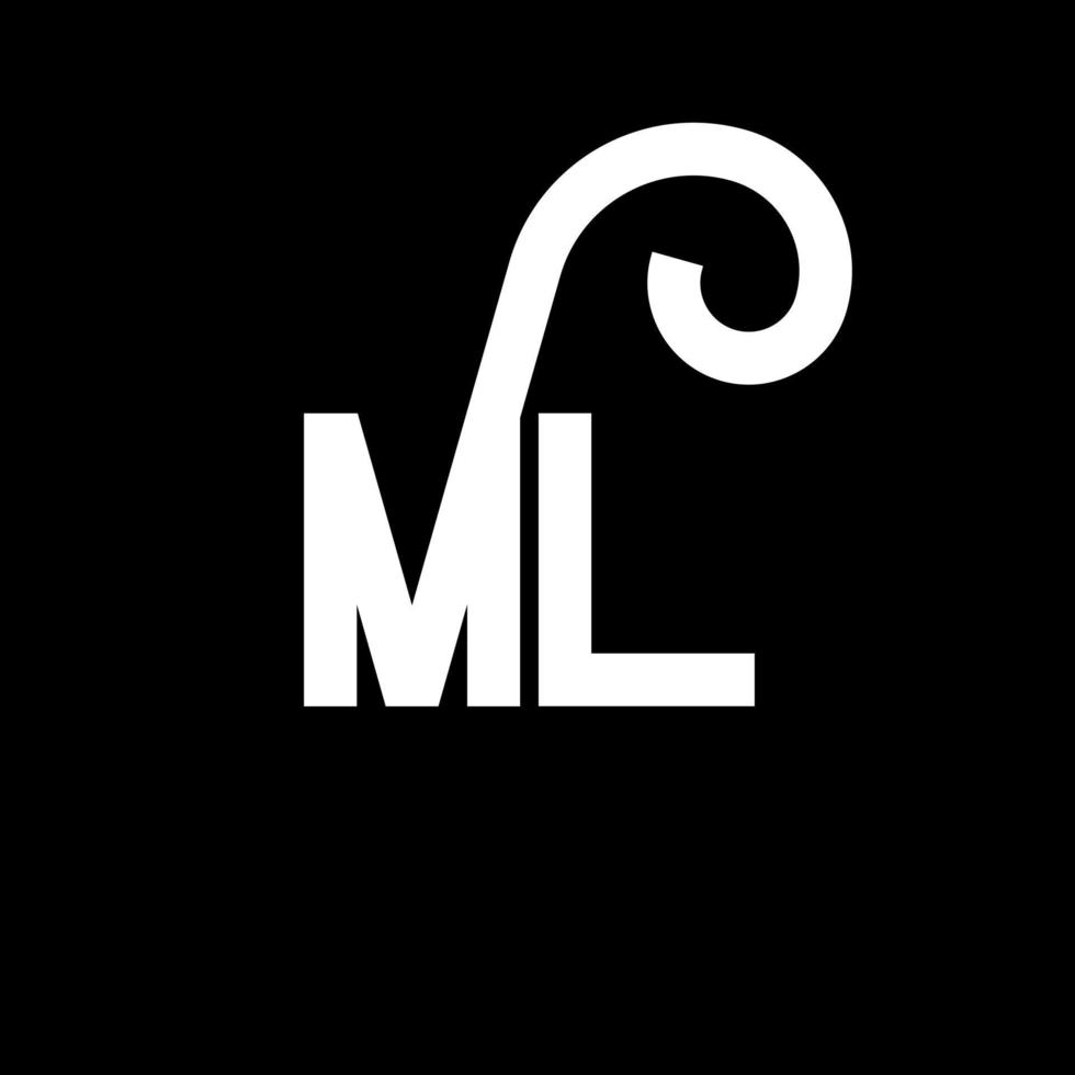 ML Letter Logo Design. Initial letters ML logo icon. Abstract letter ML minimal logo design template. M L letter design vector with black colors. ml logo