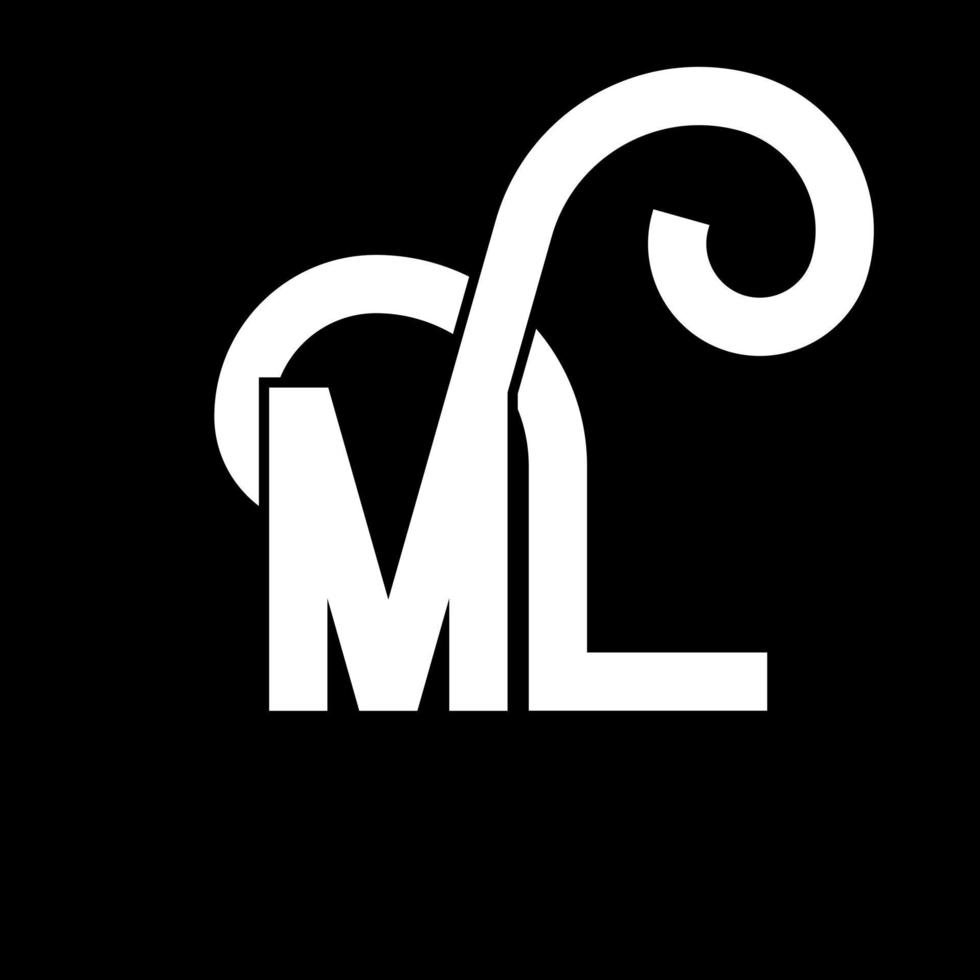 ML Letter Logo Design. Initial letters ML logo icon. Abstract letter ML minimal logo design template. M L letter design vector with black colors. ml logo