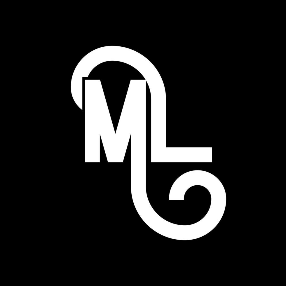 ML Letter Logo Design. Initial letters ML logo icon. Abstract letter ML minimal logo design template. M L letter design vector with black colors. ml logo