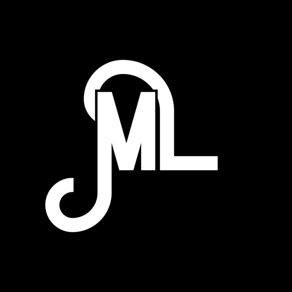 ML Letter Logo Design. Initial letters ML logo icon. Abstract letter ML minimal logo design template. M L letter design vector with black colors. ml logo