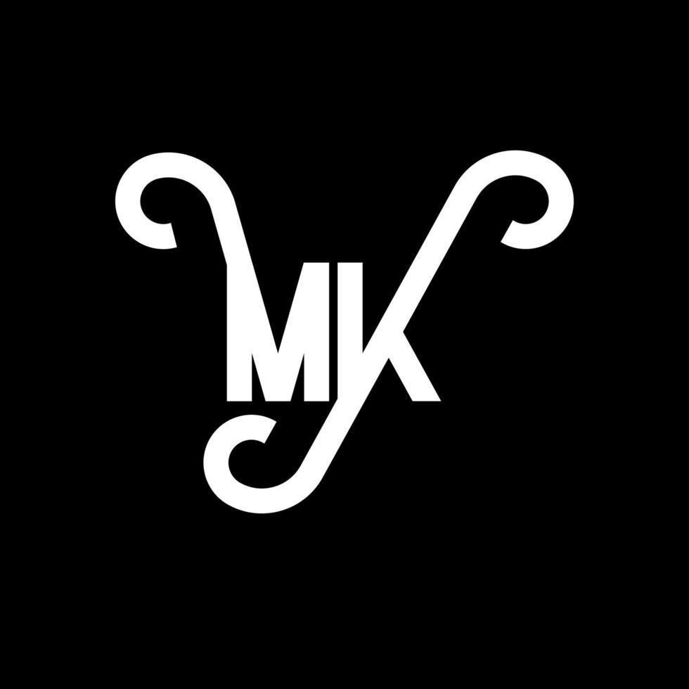 MK Letter Logo Design. Initial letters MK logo icon. Abstract letter MK minimal logo design template. M K letter design vector with black colors. mk logo