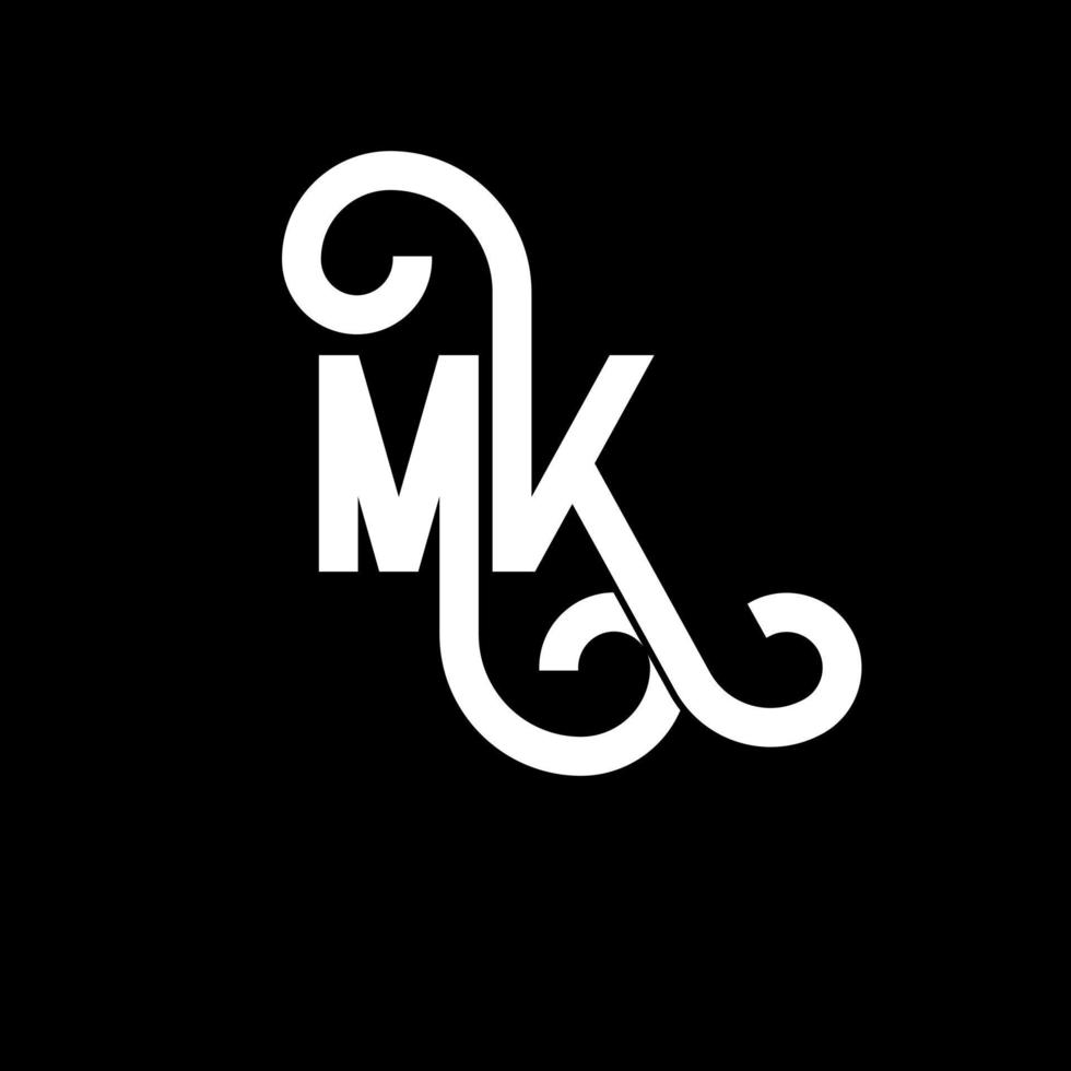 MK Letter Logo Design. Initial letters MK logo icon. Abstract letter MK minimal logo design template. M K letter design vector with black colors. mk logo