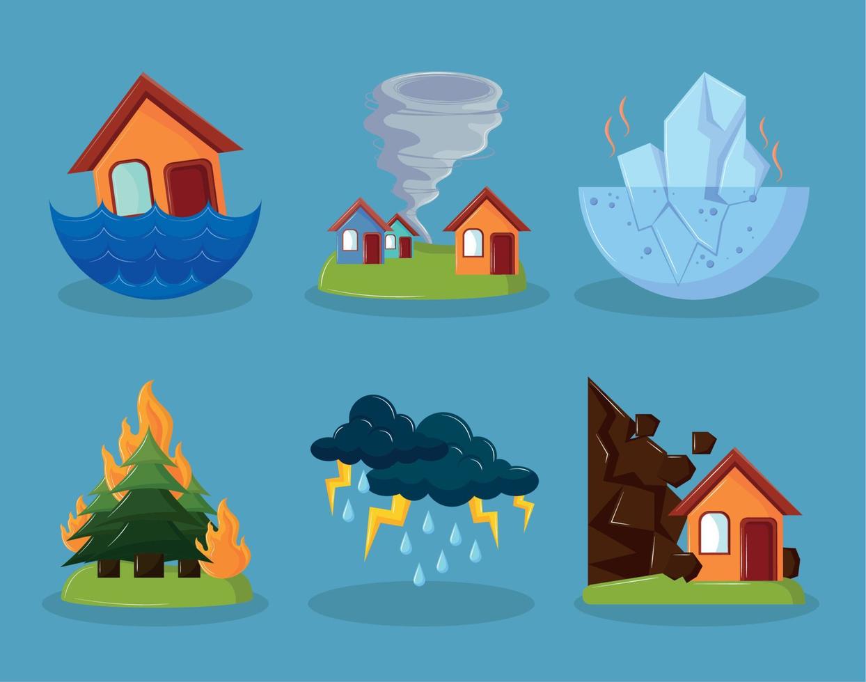 set of natural disasters vector