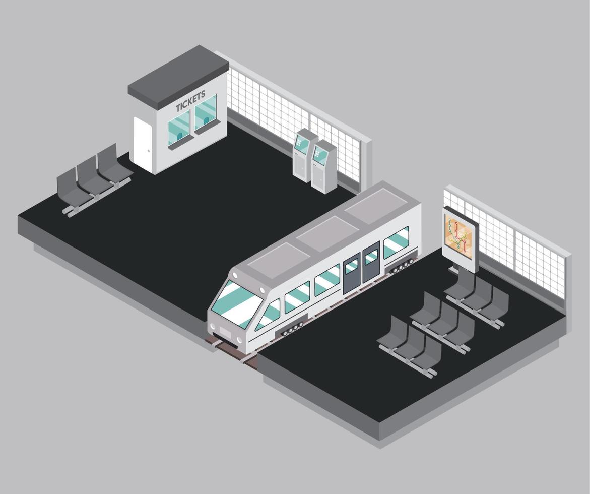 estación de metro isométrica vector