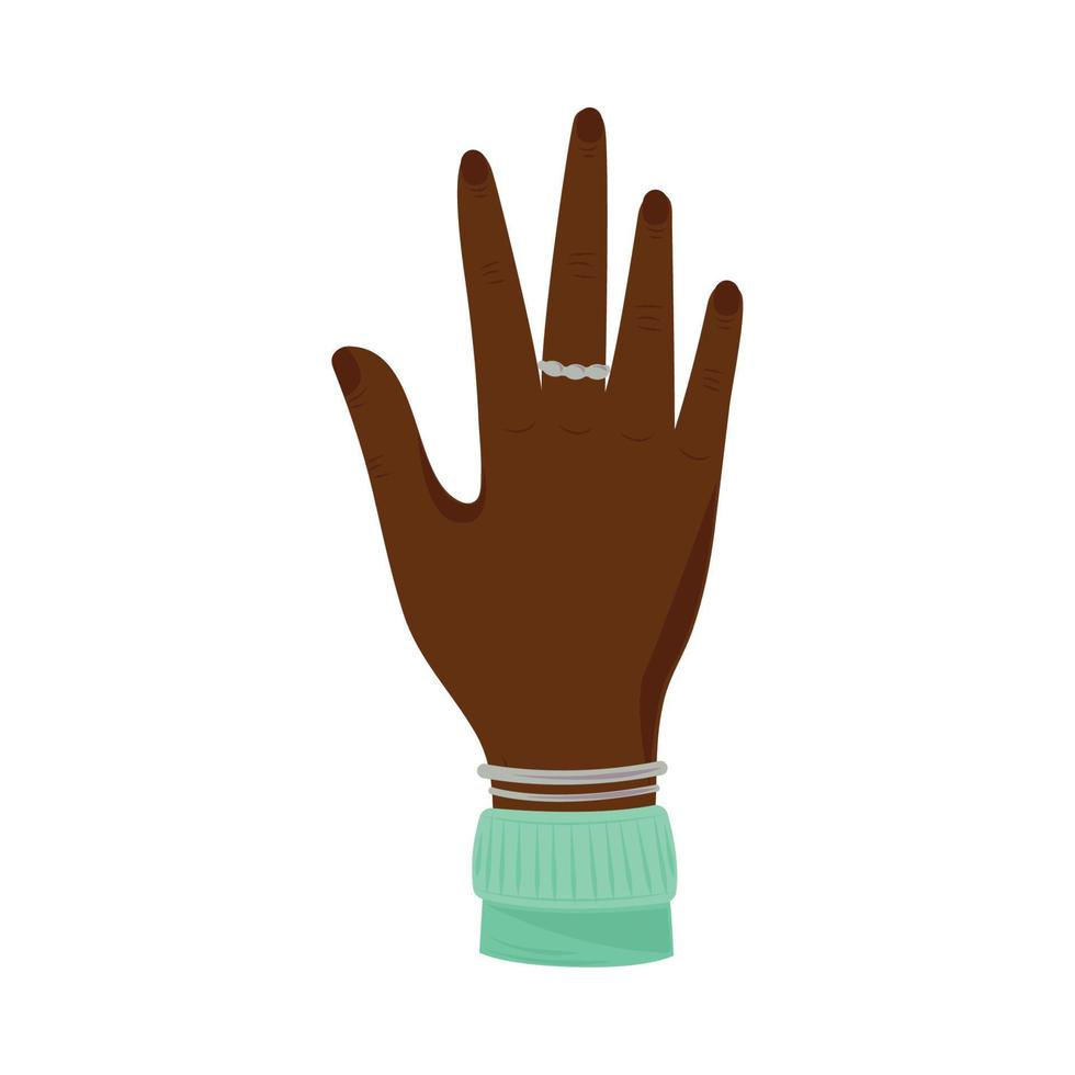 mano afro con anillo vector