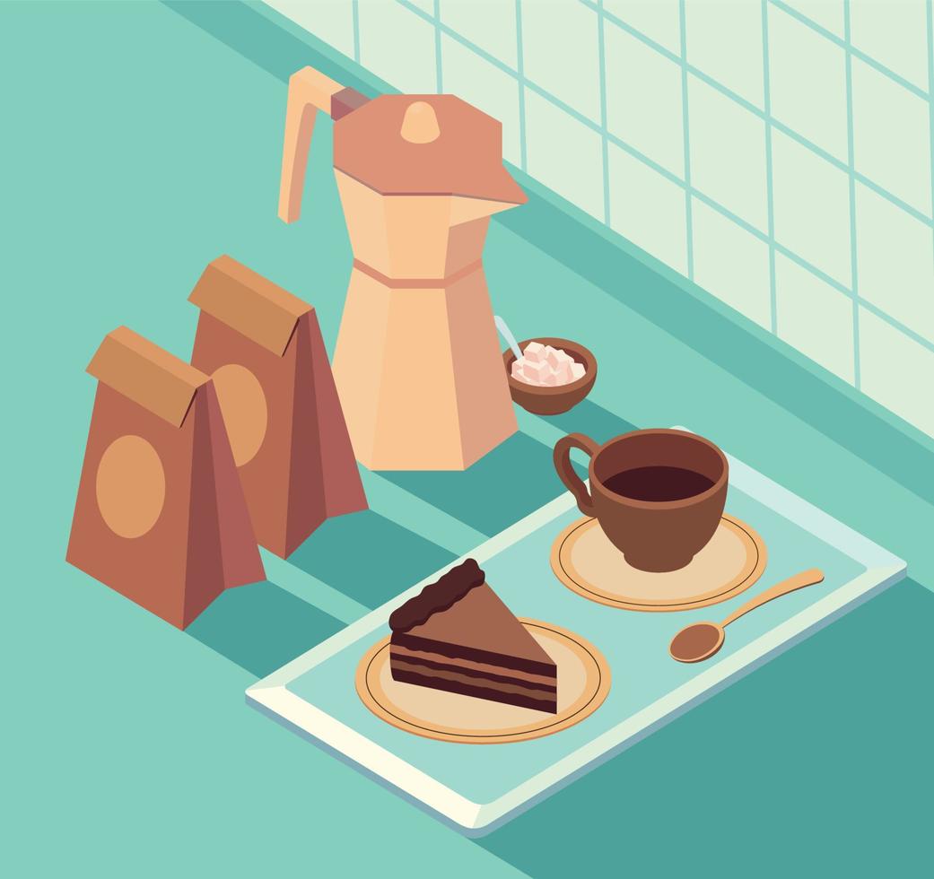 pastel de café en el plato vector