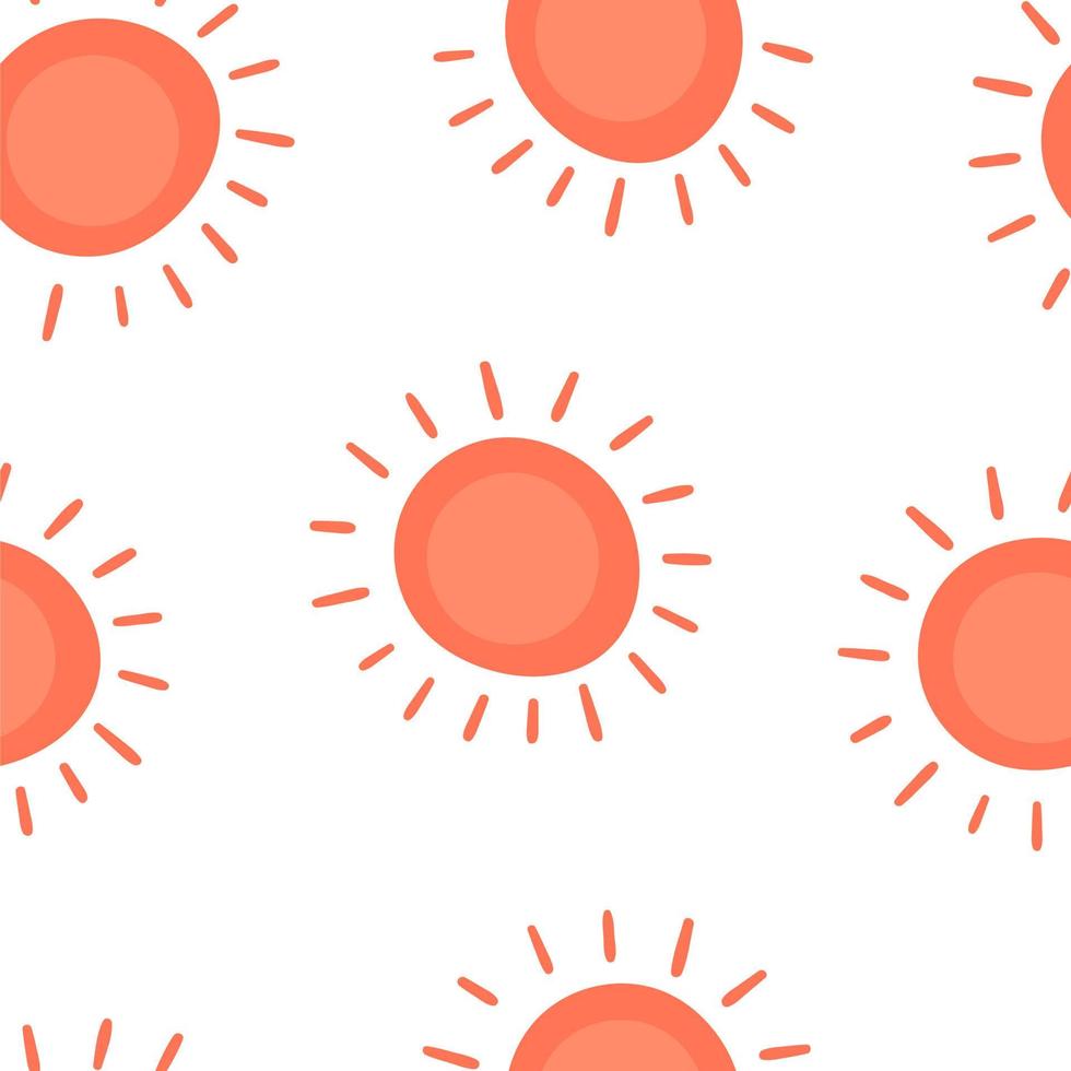 Seamless pattern with simple suns. Print for textiles and packaging. Vector illustration in flat style on white background.