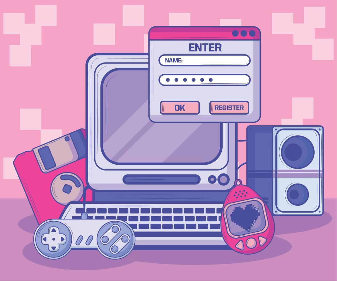 retro electronic gadgets vector