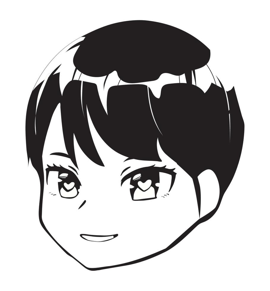 happy anime girl face 12021426 Vector Art at Vecteezy