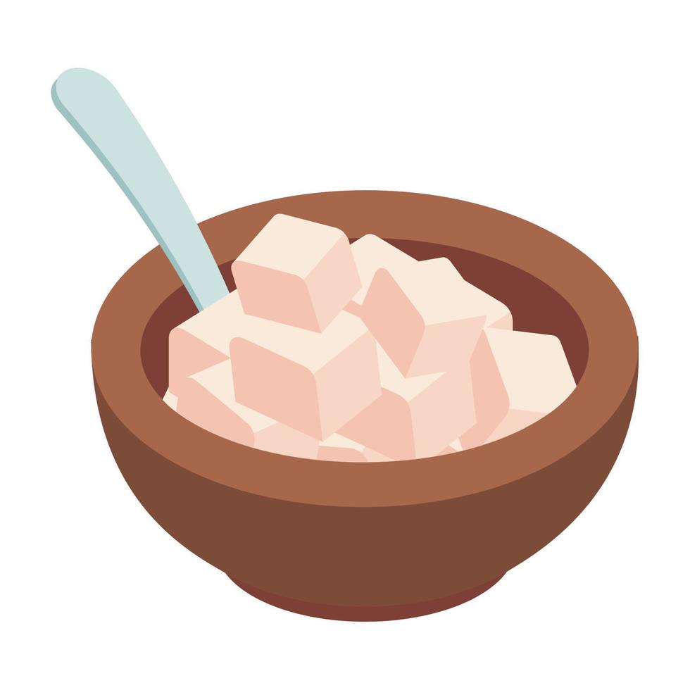 sugar in bowl vector