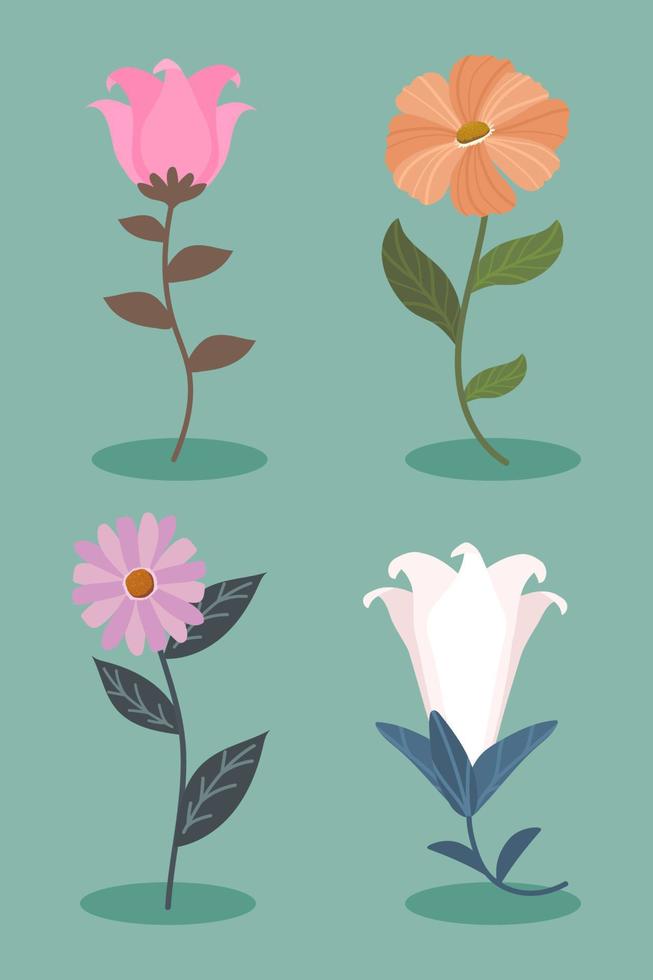 conjunto de flores de primavera vector