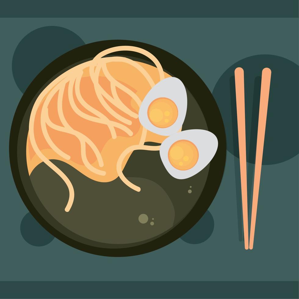 oriental soup with sticks vector