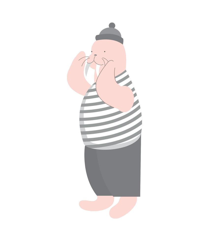 walrus with sailor clothes vector