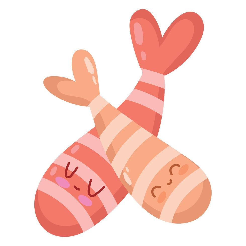 kawaii food shrimp vector