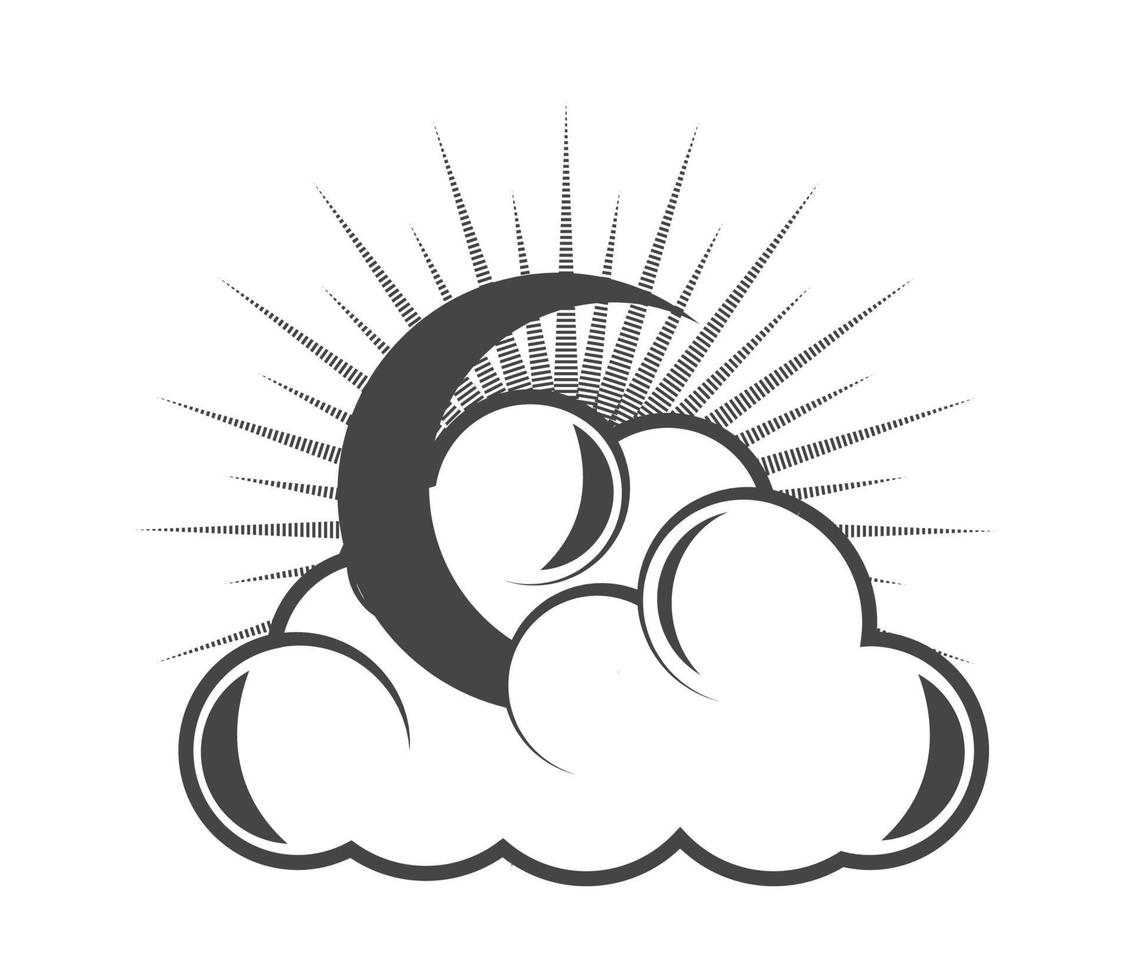 tattoo cloud and moon vector