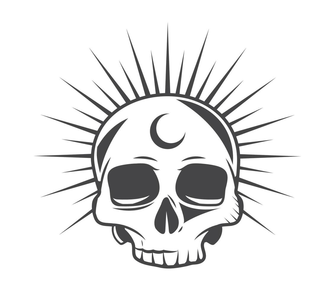 tattoo skull with moon vector