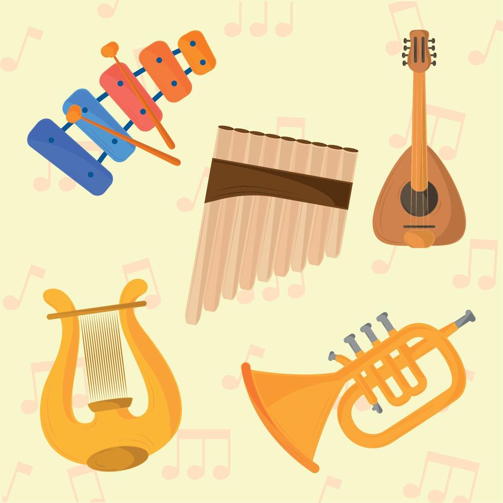 music instruments icons vector