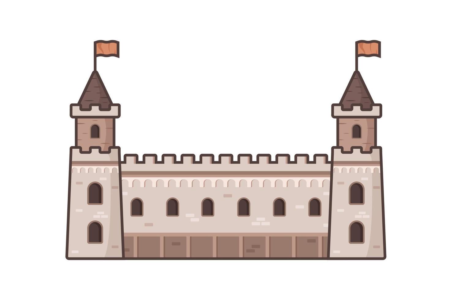 conjunto de ilustración plana simple de la pared del castillo medieval vector