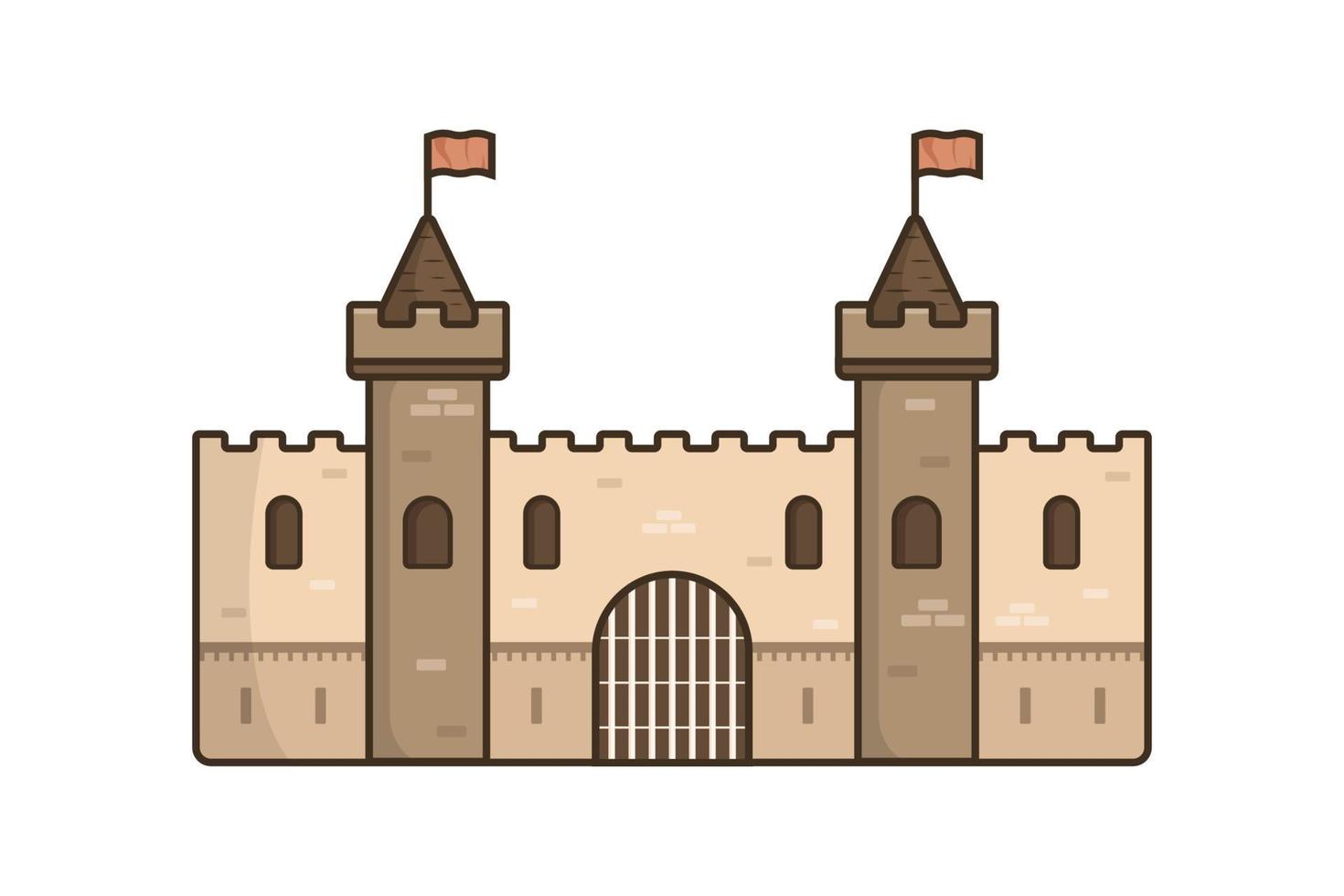 conjunto de ilustración plana simple de la pared del castillo medieval vector