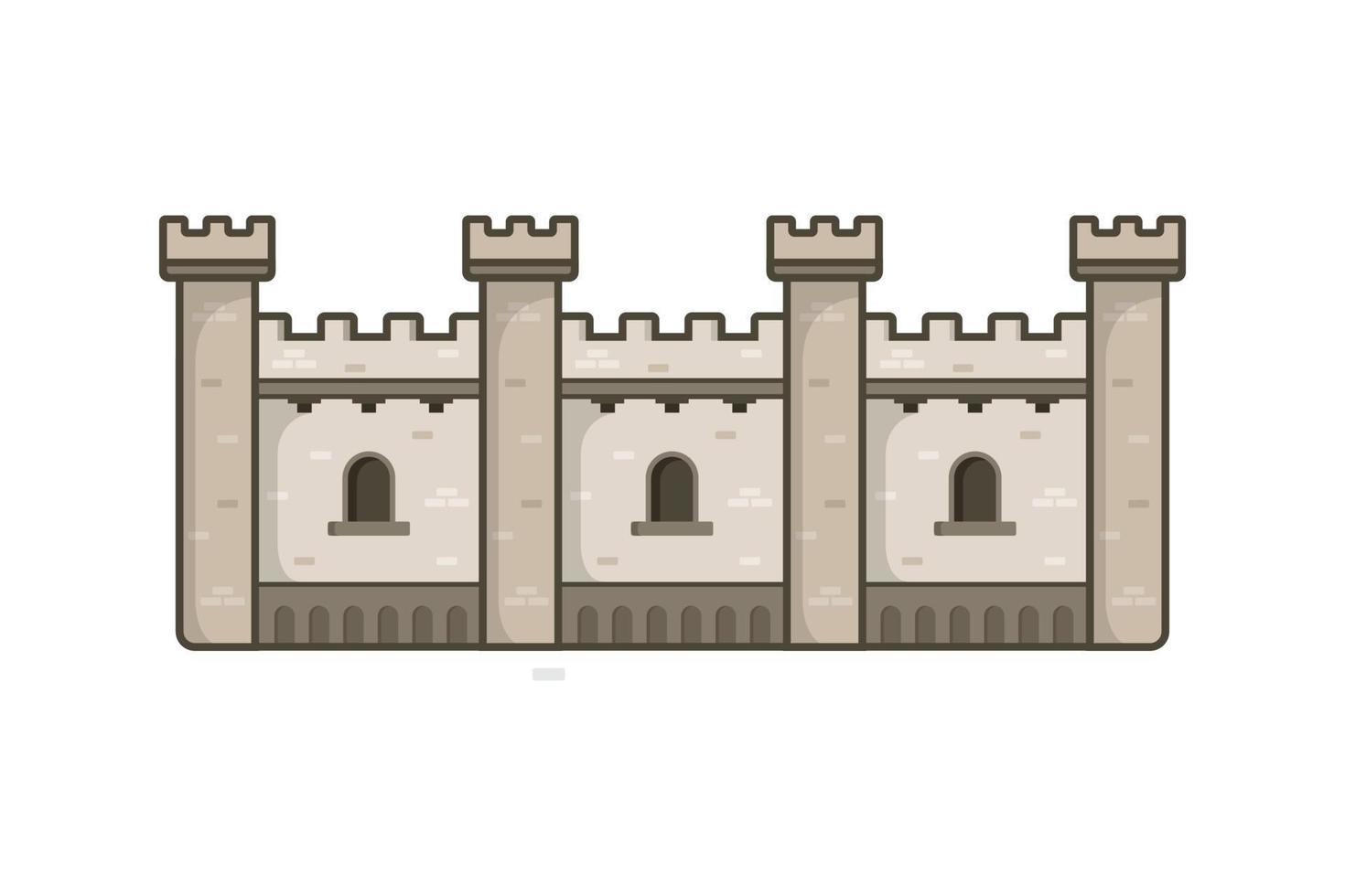 conjunto de ilustración plana simple de la pared del castillo medieval vector