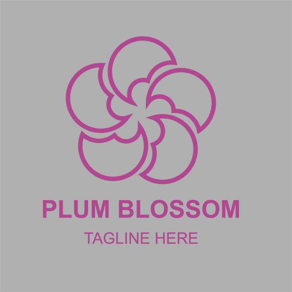 Plum Blossom line art badge logo icon template vector ilustration design. Company emblem logo concept.