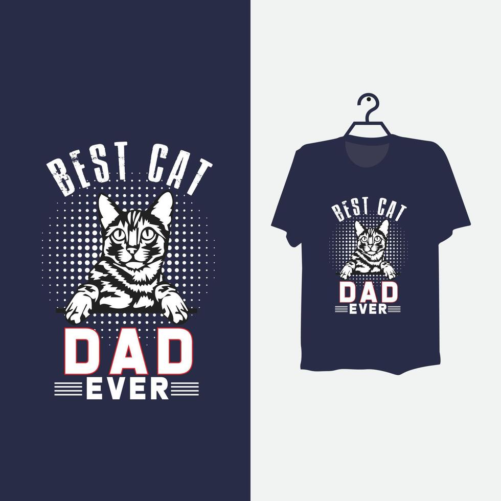 mejor diseño de camiseta de gato papá. vector