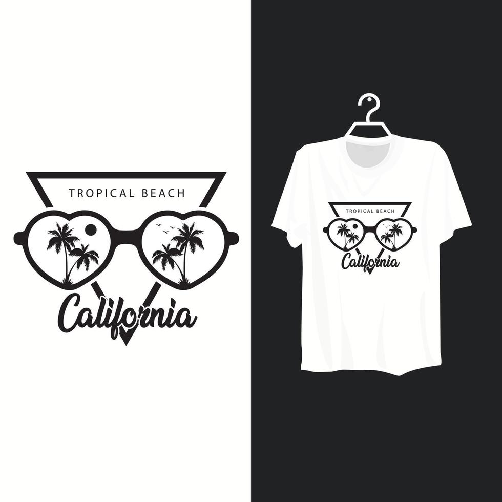diseño de camisetas de playa tropical. vector