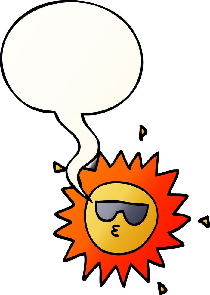 cartoon sun and speech bubble in smooth gradient style vector