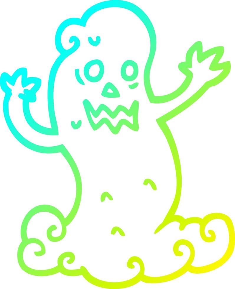 cold gradient line drawing cartoon spooky ghost vector