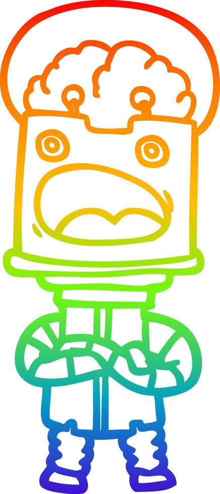 rainbow gradient line drawing cartoon robot vector