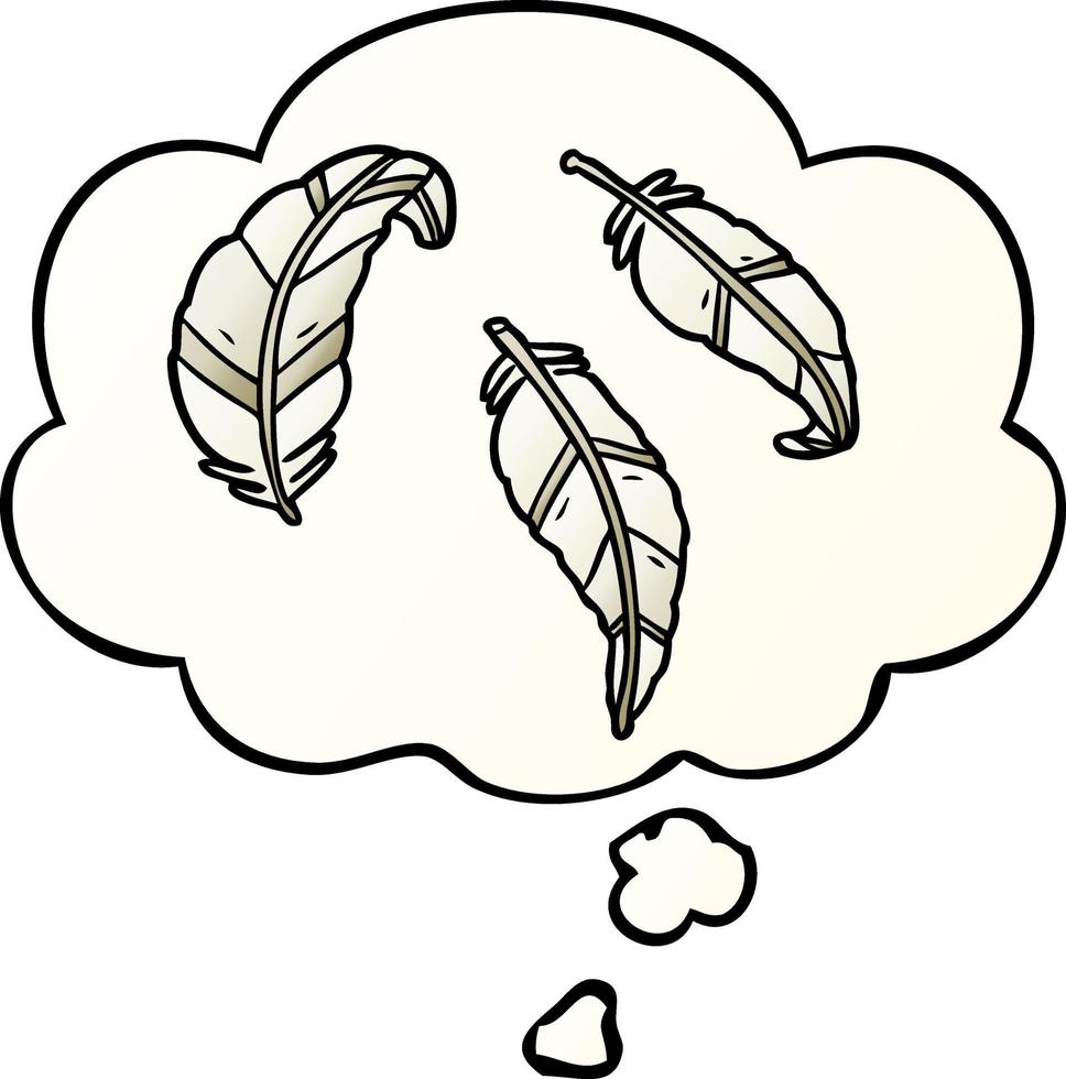 cartoon feathers and thought bubble in smooth gradient style vector