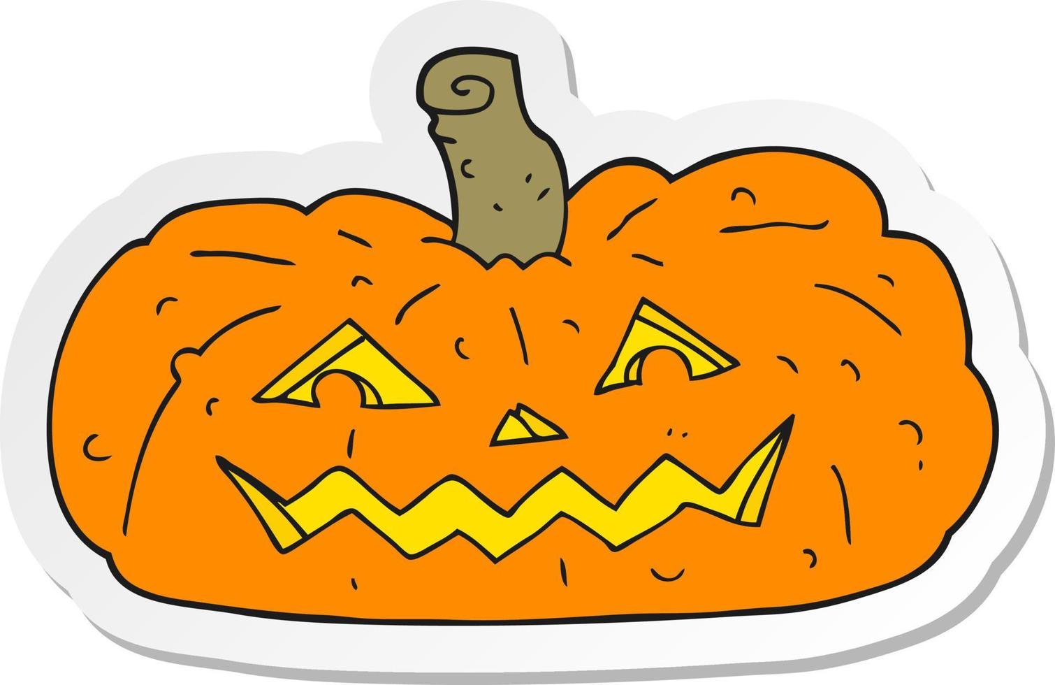 sticker of a cartoon halloween pumpkin vector