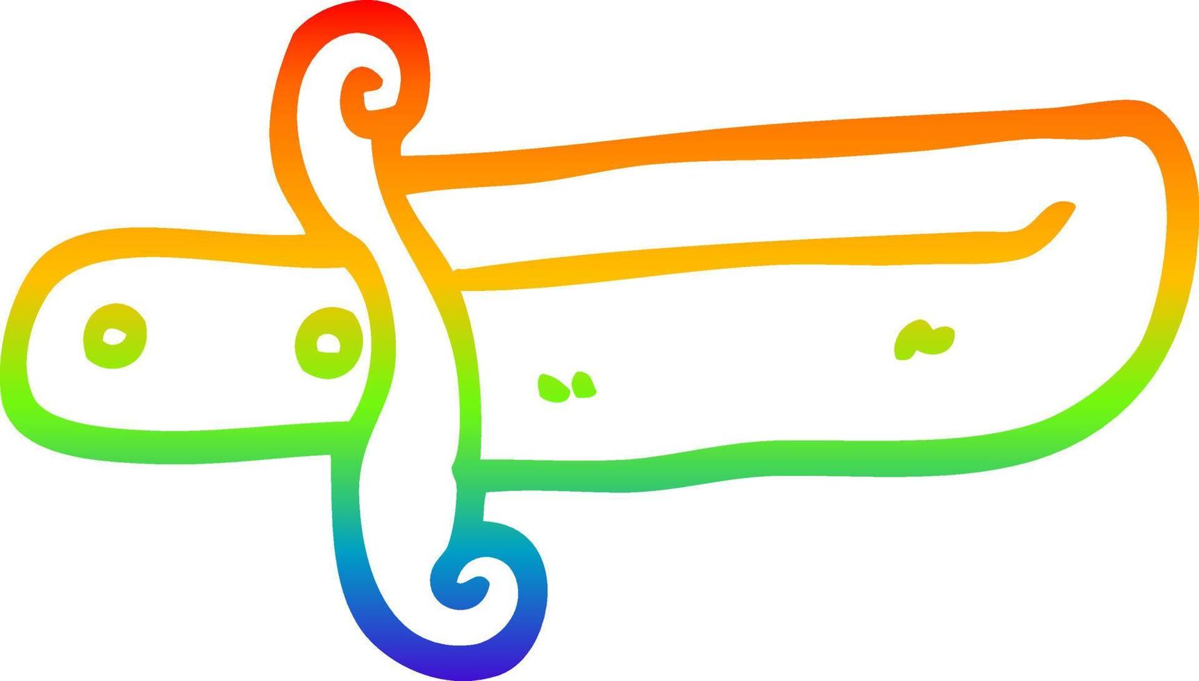 rainbow gradient line drawing cartoon small dagger vector