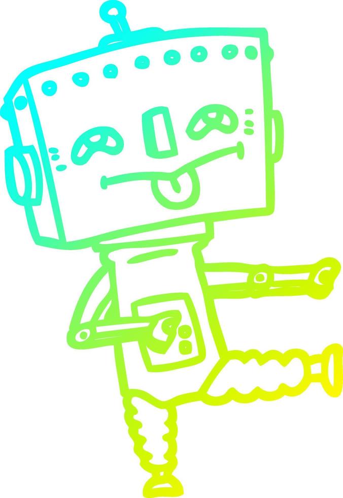 cold gradient line drawing cartoon robot vector