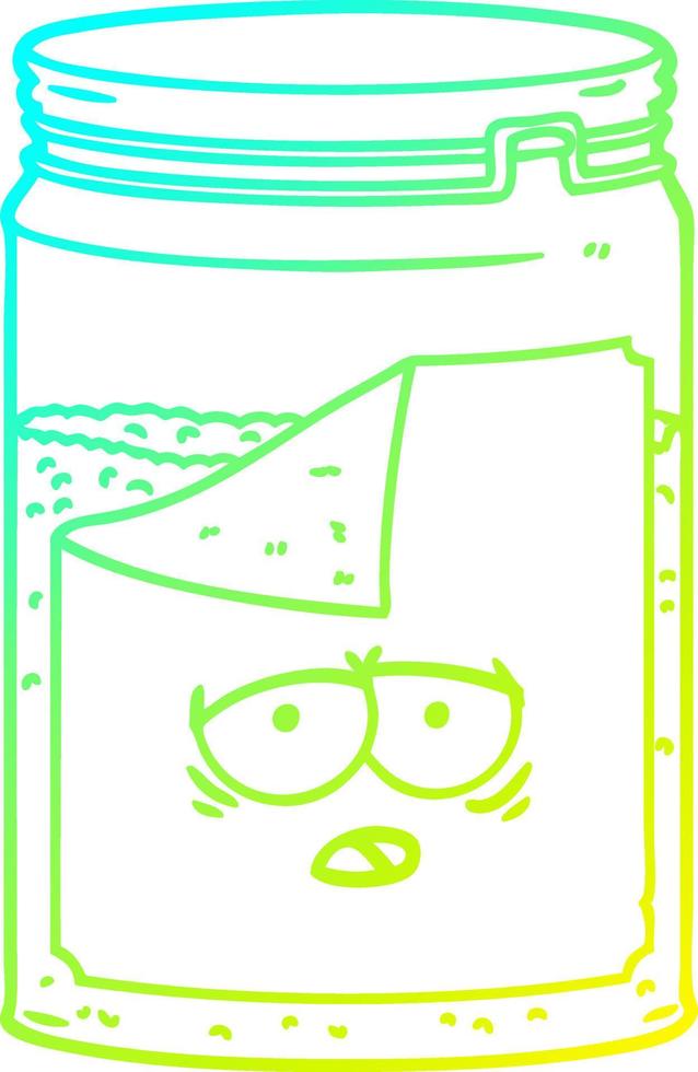 cold gradient line drawing cartoon glass jar vector