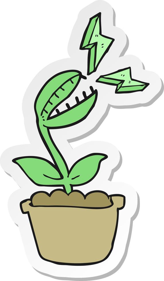 sticker of a cartoon venus fly trap vector