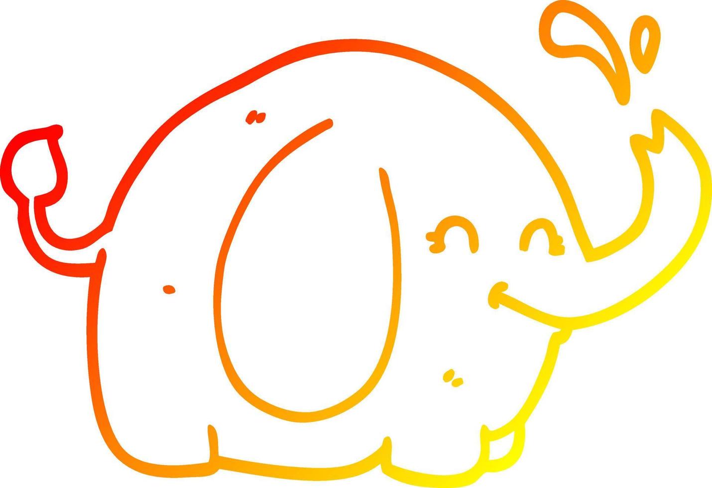 warm gradient line drawing cartoon elephant vector