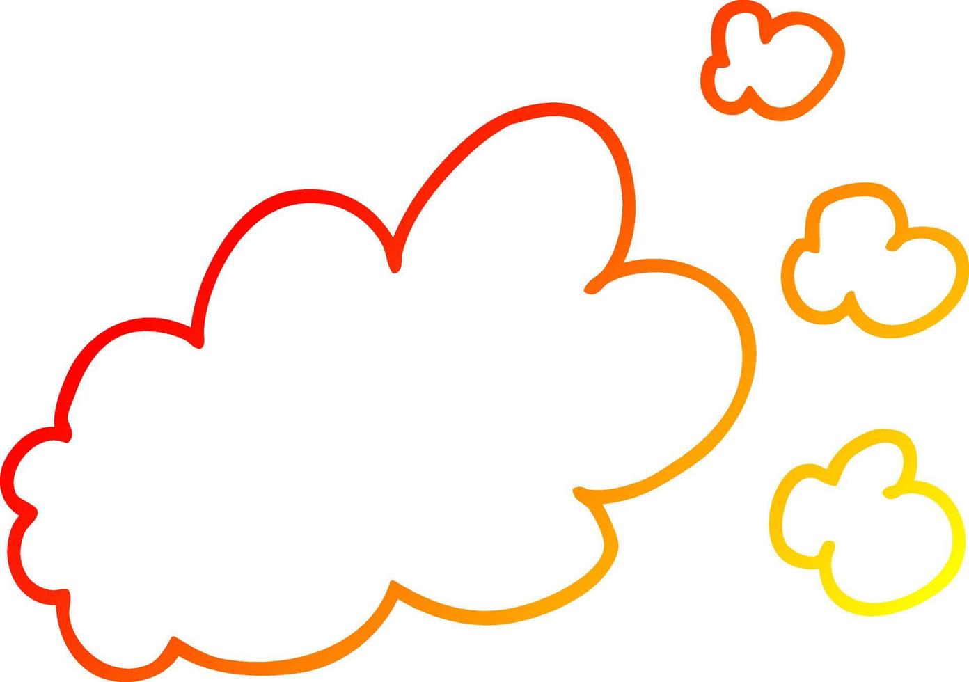 warm gradient line drawing cartoon puff of smoke vector