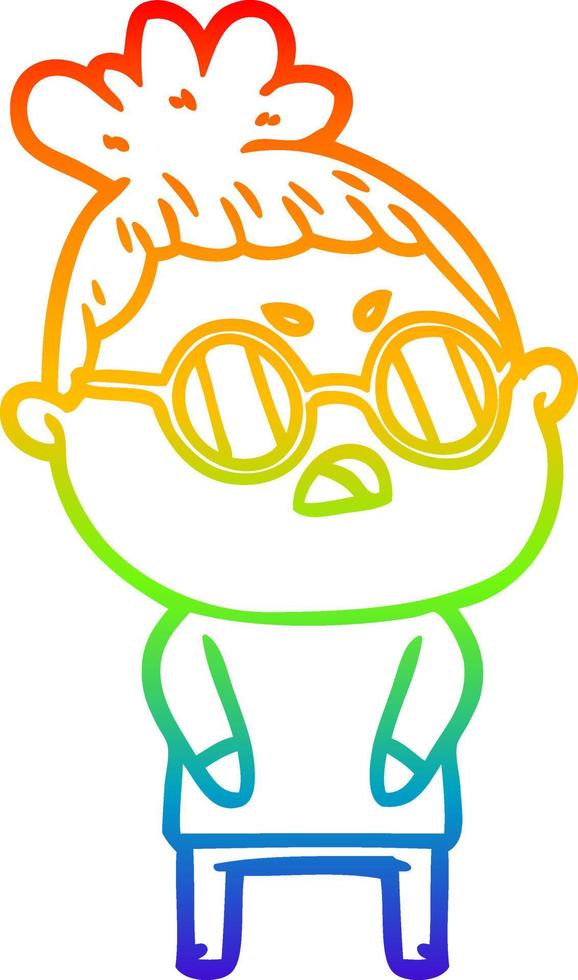 rainbow gradient line drawing cartoon annoyed woman vector