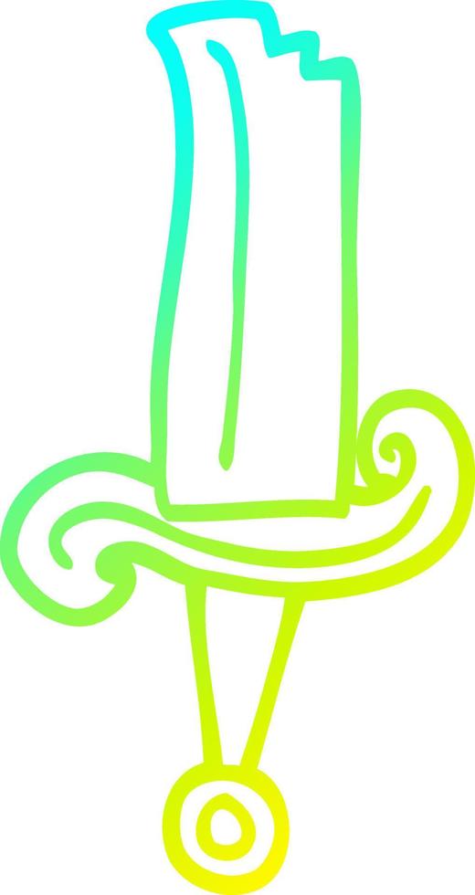 cold gradient line drawing cartoon jeweled sword vector