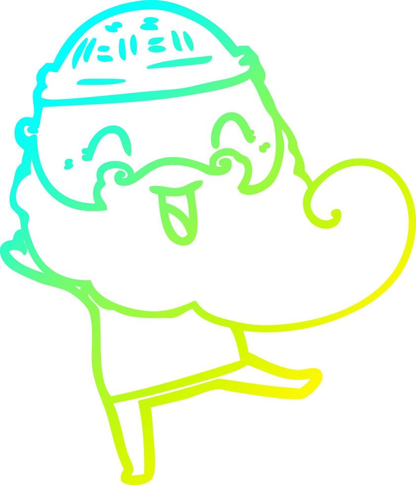 cold gradient line drawing happy bearded man vector