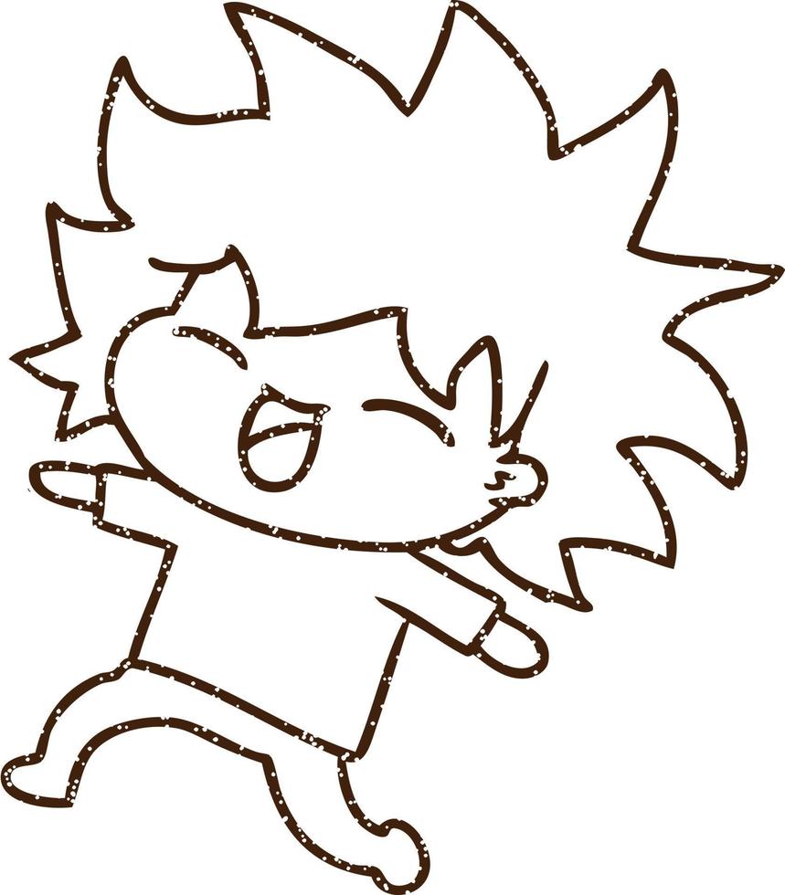 Happy Boy Charcoal Drawing vector